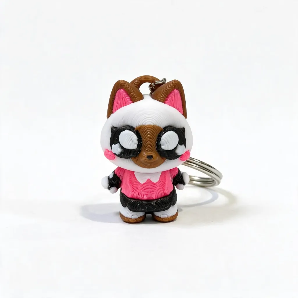 Pink Outfit Raccoon Keychain
